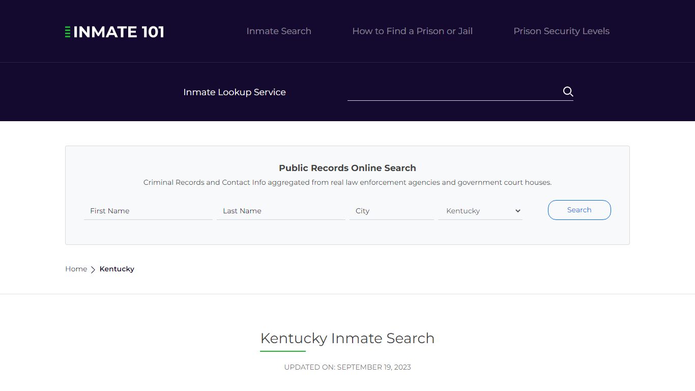 Kentucky Inmate Search – Kentucky Department of ... - Inmate Lookup